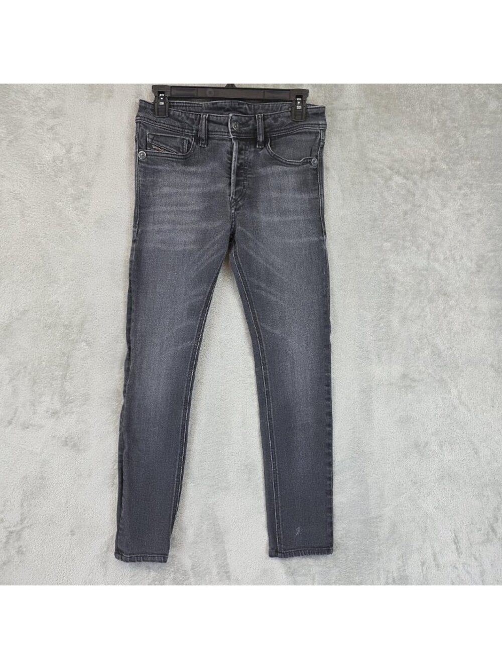 Diesel Sleenker Jeans Mens 29x26 Gray Charcoal Wash Skinny Stretch Denim Pants
